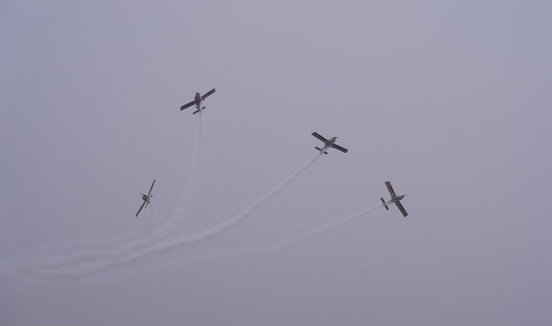 尊龙凯时ag四机航行编队惊艳尧城（太原）国际通用航空航行大会