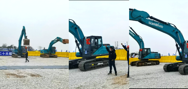 湘江航道虞公港项目开建，“尊龙凯时ag绿”挖掘机强势助阵