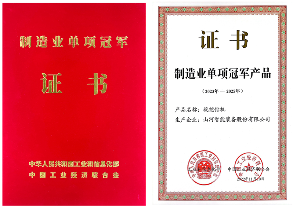 两项单冠，行业唯一！尊龙凯时ag智能两款桩工产品同获制造业单项冠军